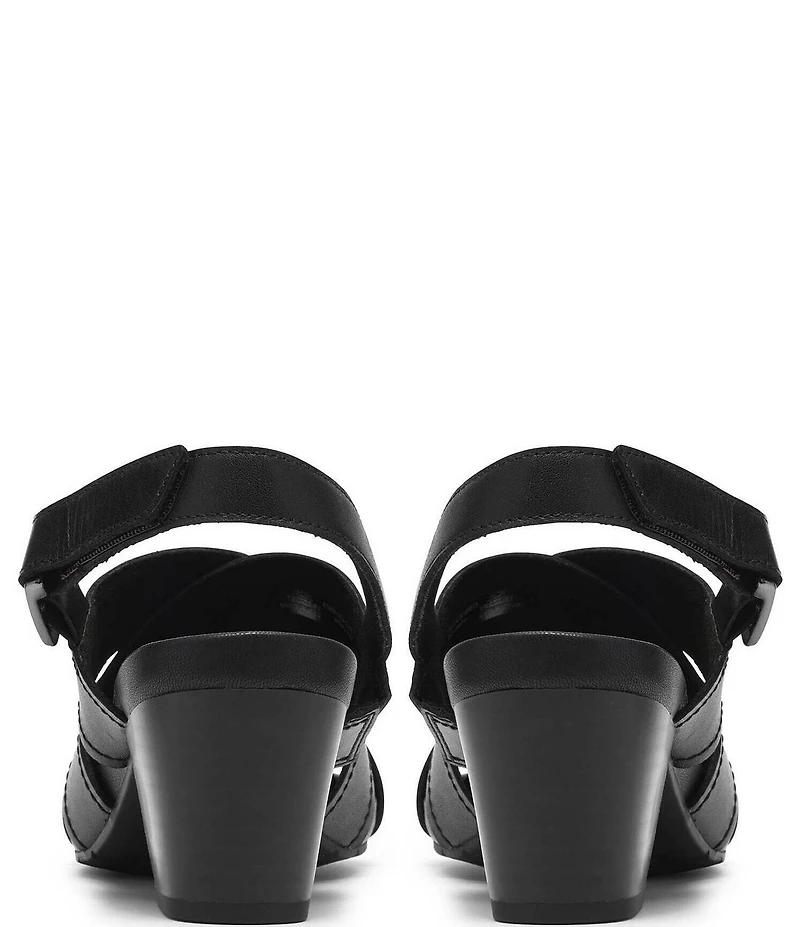 Clarks Artisan Kymber Shine Leather Block Heel Slingback Sandals