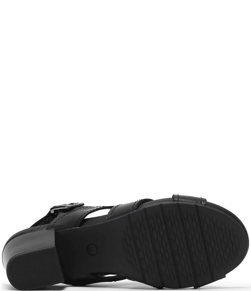 Clarks Artisan Kymber Shine Leather Block Heel Slingback Sandals