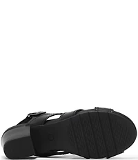 Clarks Artisan Kymber Shine Leather Block Heel Slingback Sandals