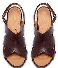 Clarks Artisan Kymber Shine Leather Block Heel Slingback Sandals