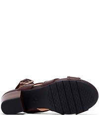 Clarks Artisan Kymber Shine Leather Block Heel Slingback Sandals