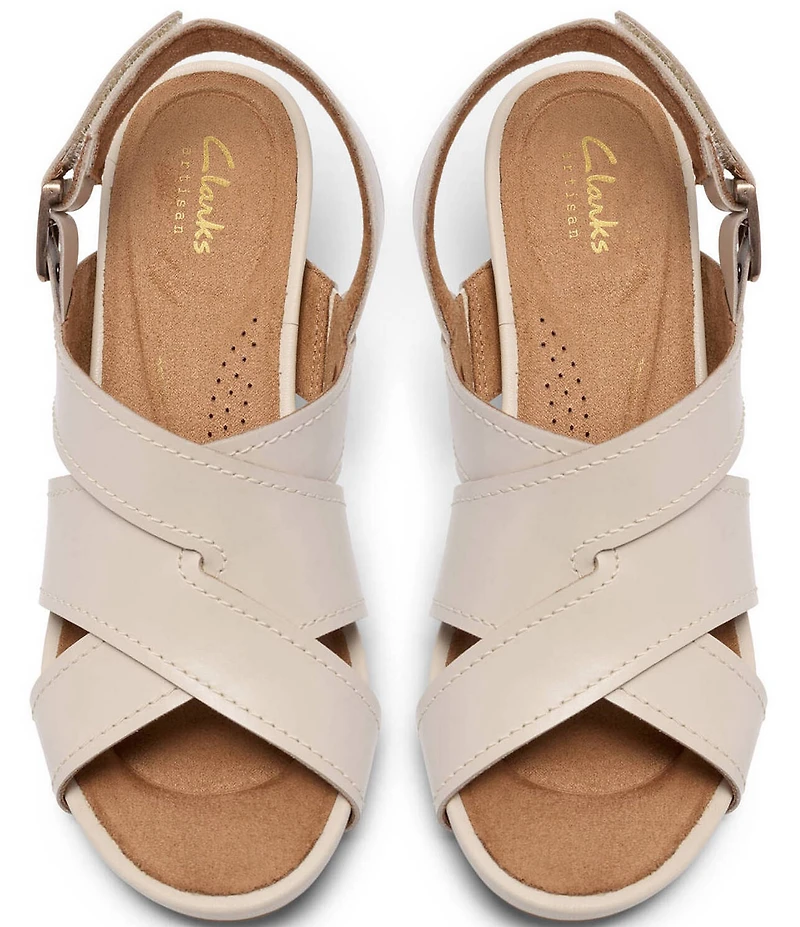 Clarks Artisan Kymber Shine Leather Block Heel Slingback Sandals
