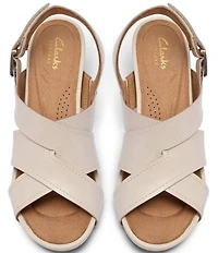 Clarks Artisan Kymber Shine Leather Block Heel Slingback Sandals
