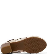 Clarks Artisan Kymber Shine Leather Block Heel Slingback Sandals