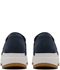 Clarks Artisan Loriini Edge Nubuck Suede Perforated Platform Wedge Loafers