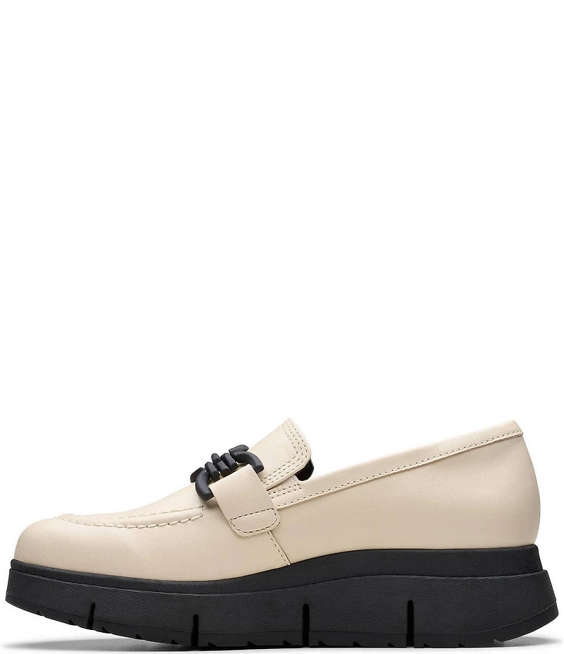 Clarks Artisan Loriini Izzy Leather Chain Hardware Platform Wedge Loafers