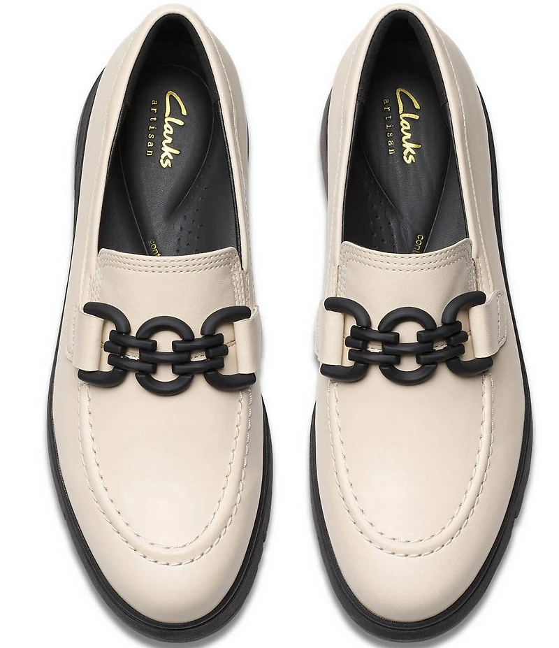 Clarks Artisan Loriini Izzy Leather Chain Hardware Platform Wedge Loafers