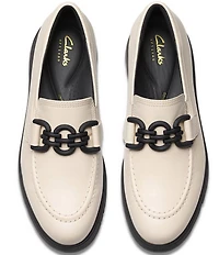 Clarks Artisan Loriini Izzy Leather Chain Hardware Platform Wedge Loafers
