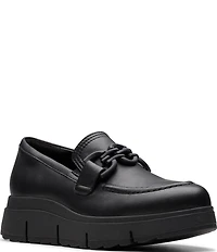 Clarks Artisan Loriini Izzy Leather Chain Hardware Platform Wedge Loafers