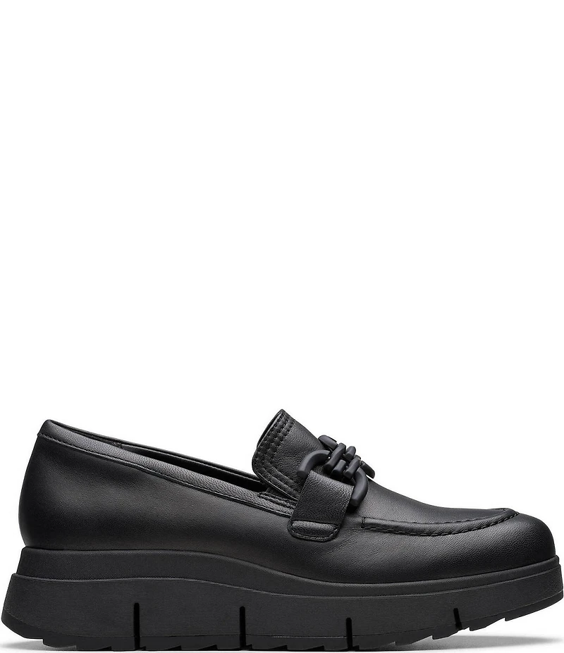 Clarks Artisan Loriini Izzy Leather Chain Hardware Platform Wedge Loafers