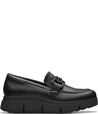 Clarks Artisan Loriini Izzy Leather Chain Hardware Platform Wedge Loafers