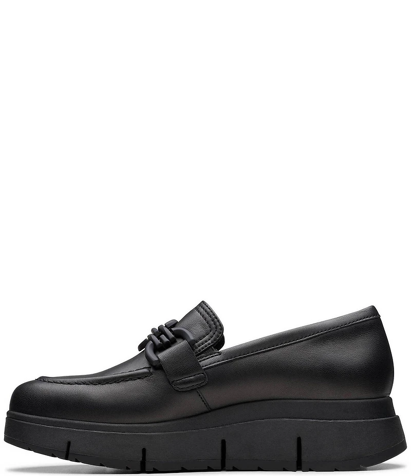 Clarks Artisan Loriini Izzy Leather Chain Hardware Platform Wedge Loafers