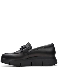 Clarks Artisan Loriini Izzy Leather Chain Hardware Platform Wedge Loafers