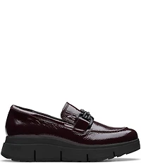 Clarks Artisan Loriini Izzy Patent Leather Chain Hardware Platform Wedge Loafers
