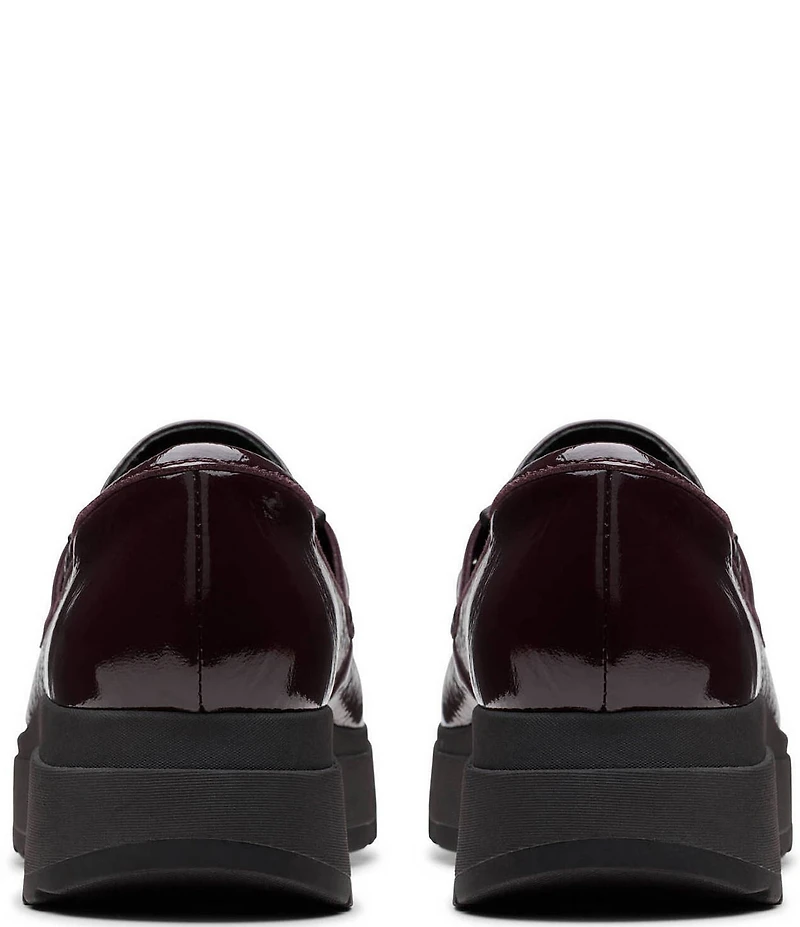 Clarks Artisan Loriini Izzy Patent Leather Chain Hardware Platform Wedge Loafers