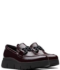 Clarks Artisan Loriini Izzy Patent Leather Chain Hardware Platform Wedge Loafers