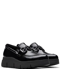 Clarks Artisan Loriini Izzy Patent Leather Chain Hardware Platform Wedge Loafers