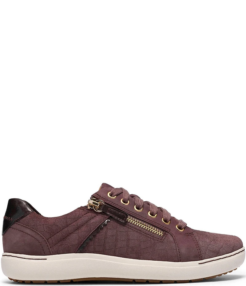 Clarks Artisan Nalle Zen Crocodile Textured Lace Up Zip Sneakers