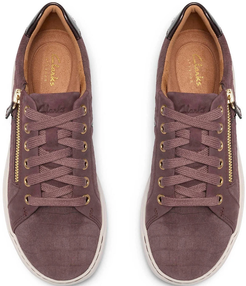 Clarks Artisan Nalle Zen Crocodile Textured Lace Up Zip Sneakers