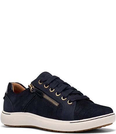 Clarks Artisan Nalle Zen Crocodile Textured Lace Up Zip Sneakers