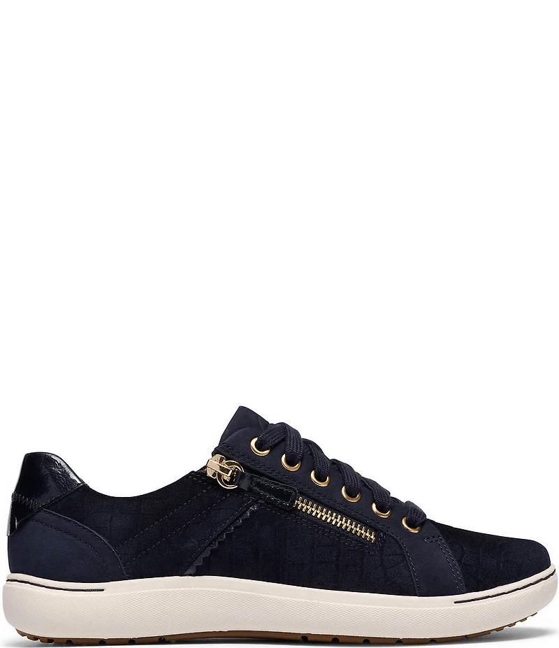 Clarks Artisan Nalle Zen Crocodile Textured Lace Up Zip Sneakers