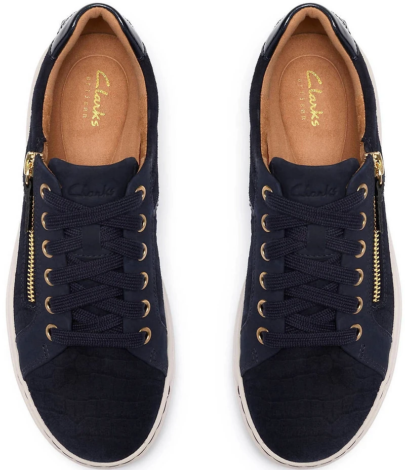 Clarks Artisan Nalle Zen Crocodile Textured Lace Up Zip Sneakers