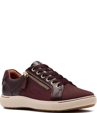 Clarks Artisan Nalle Zen Nubuck and Crinkle Leather Lace Up Zip Sneakers