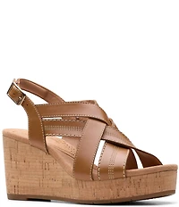 Clarks Artisan Sabina Sling Leather Platform Wedge Sandals