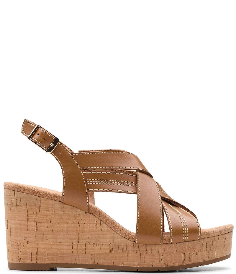 Clarks Artisan Sabina Sling Leather Platform Wedge Sandals