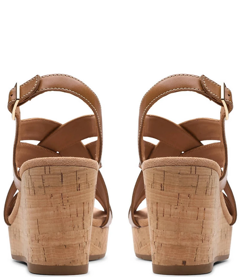 Clarks Artisan Sabina Sling Leather Platform Wedge Sandals