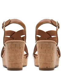 Clarks Artisan Sabina Sling Leather Platform Wedge Sandals