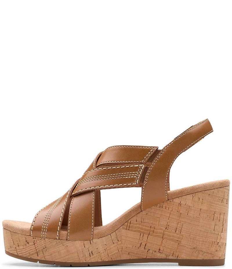 Clarks Artisan Sabina Sling Leather Platform Wedge Sandals