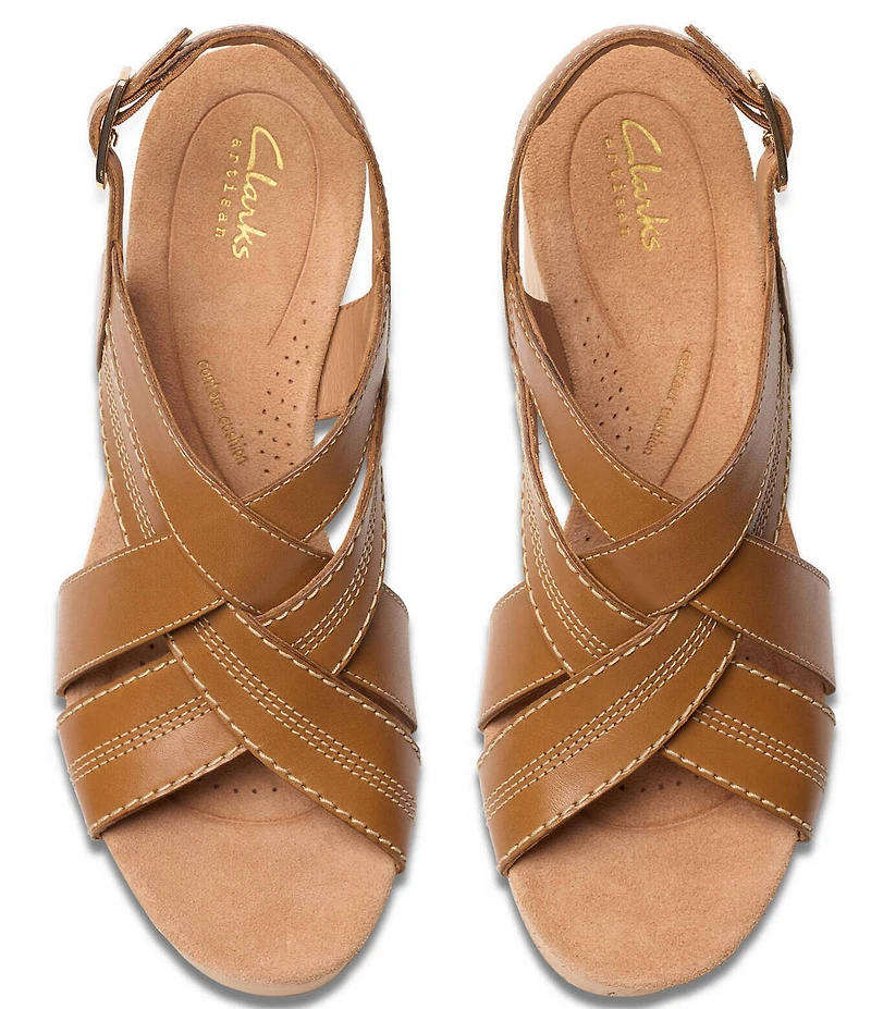 Clarks Artisan Sabina Sling Leather Platform Wedge Sandals