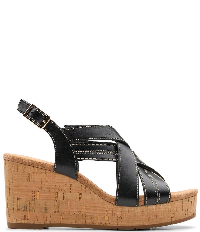 Clarks Artisan Sabina Sling Leather Platform Wedge Sandals