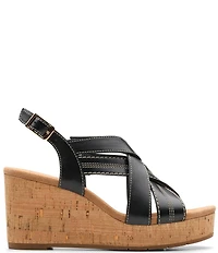 Clarks Artisan Sabina Sling Leather Platform Wedge Sandals