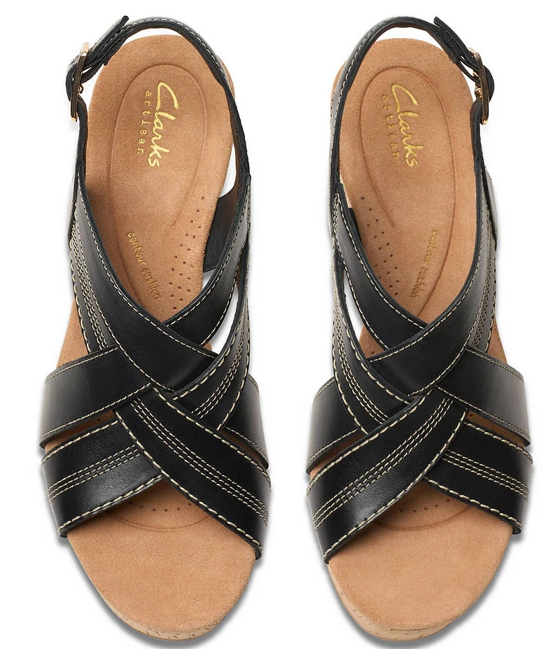 Clarks Artisan Sabina Sling Leather Platform Wedge Sandals