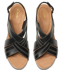Clarks Artisan Sabina Sling Leather Platform Wedge Sandals
