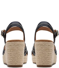 Clarks Artisan Sabina Strap Leather Platform Wedge Espadrille Sandals