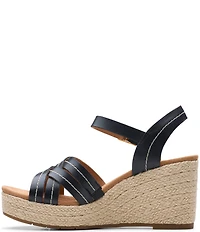 Clarks Artisan Sabina Strap Leather Platform Wedge Espadrille Sandals
