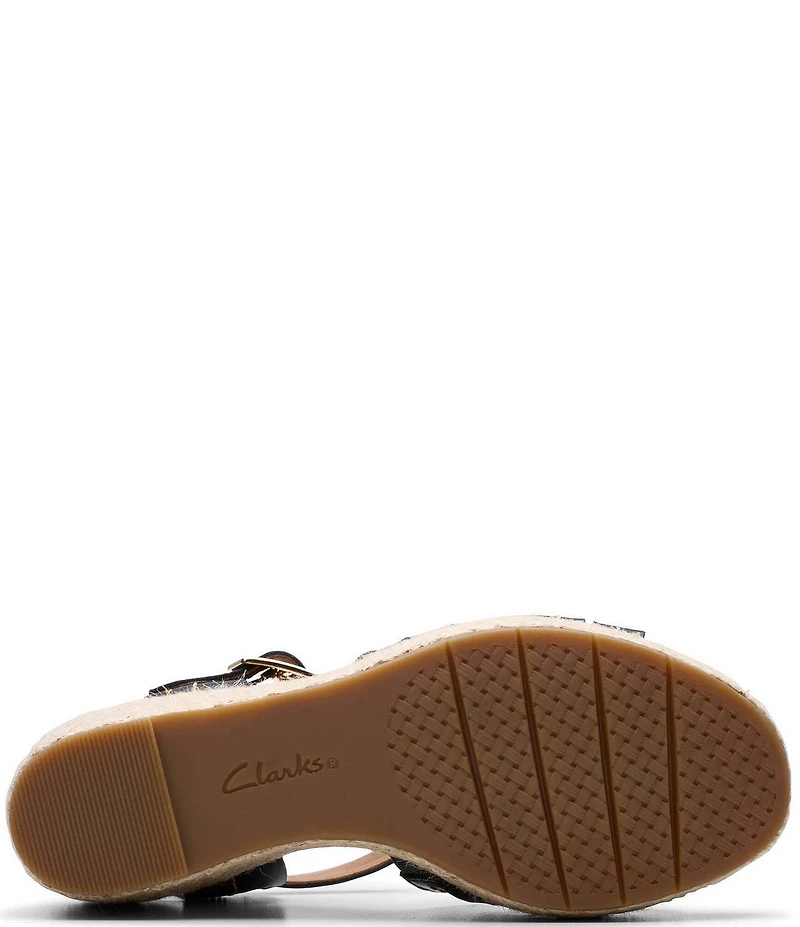 Clarks Artisan Sabina Strap Leather Platform Wedge Espadrille Sandals