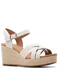 Clarks Artisan Sabina Strap Leather Platform Wedge Espadrille Sandals