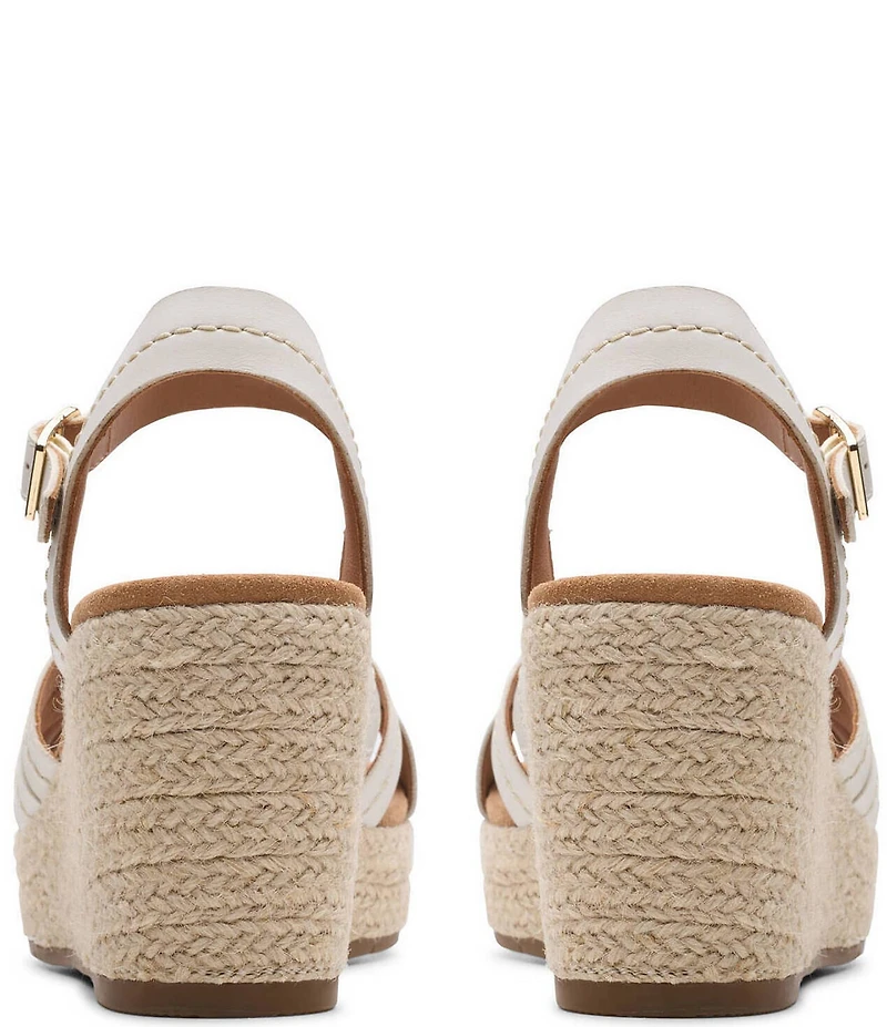 Clarks Artisan Sabina Strap Leather Platform Wedge Espadrille Sandals