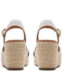 Clarks Artisan Sabina Strap Leather Platform Wedge Espadrille Sandals
