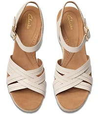 Clarks Artisan Sabina Strap Leather Platform Wedge Espadrille Sandals