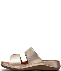 Clarks Cecily Step Metallic Leather Slide Sandals