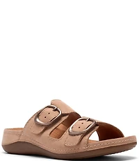 Clarks Artisan Cecily Step Nubuck Suede Slide Sandals