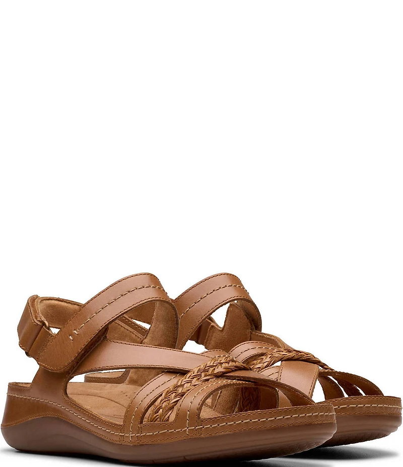 Clarks Artisan Cecily Strap Leather Braided Sandals