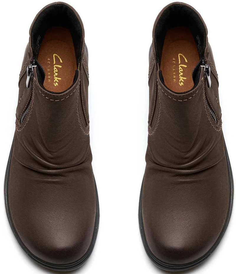 Clarks Artisan Certina Ruby Ruched Leather Ankle Booties