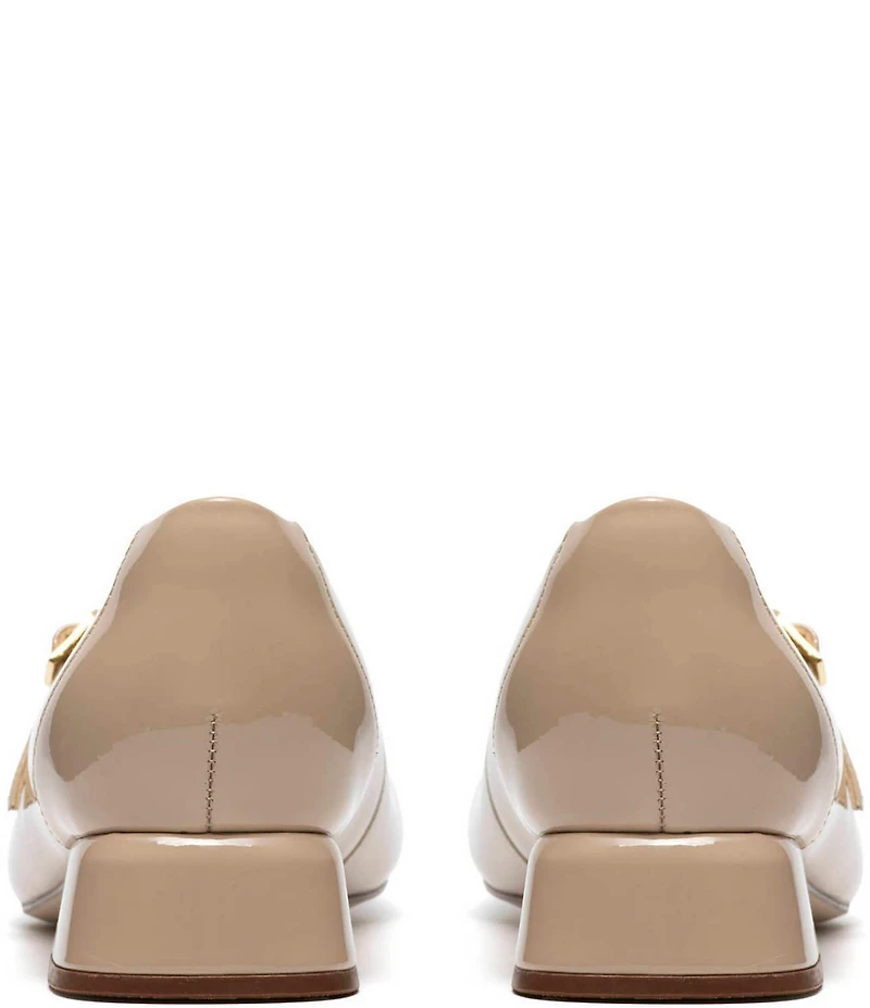 Clarks Signature Daiss 30 Bar Patent Leather Mary Jane Block Heel Pumps