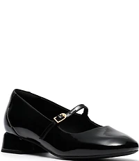 Clarks Signature Daiss 30 Bar Patent Leather Mary Jane Block Heel Pumps